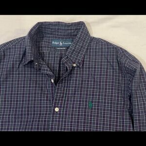 Ralph Lauren Casual Blue and Green Button Down Shirt